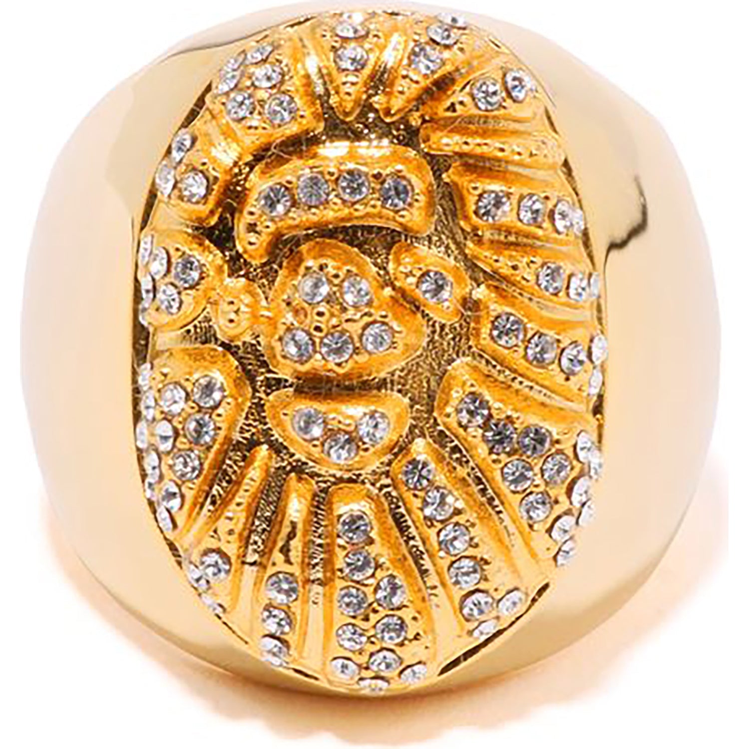 APE HEAD CRYSTAL STONE RING