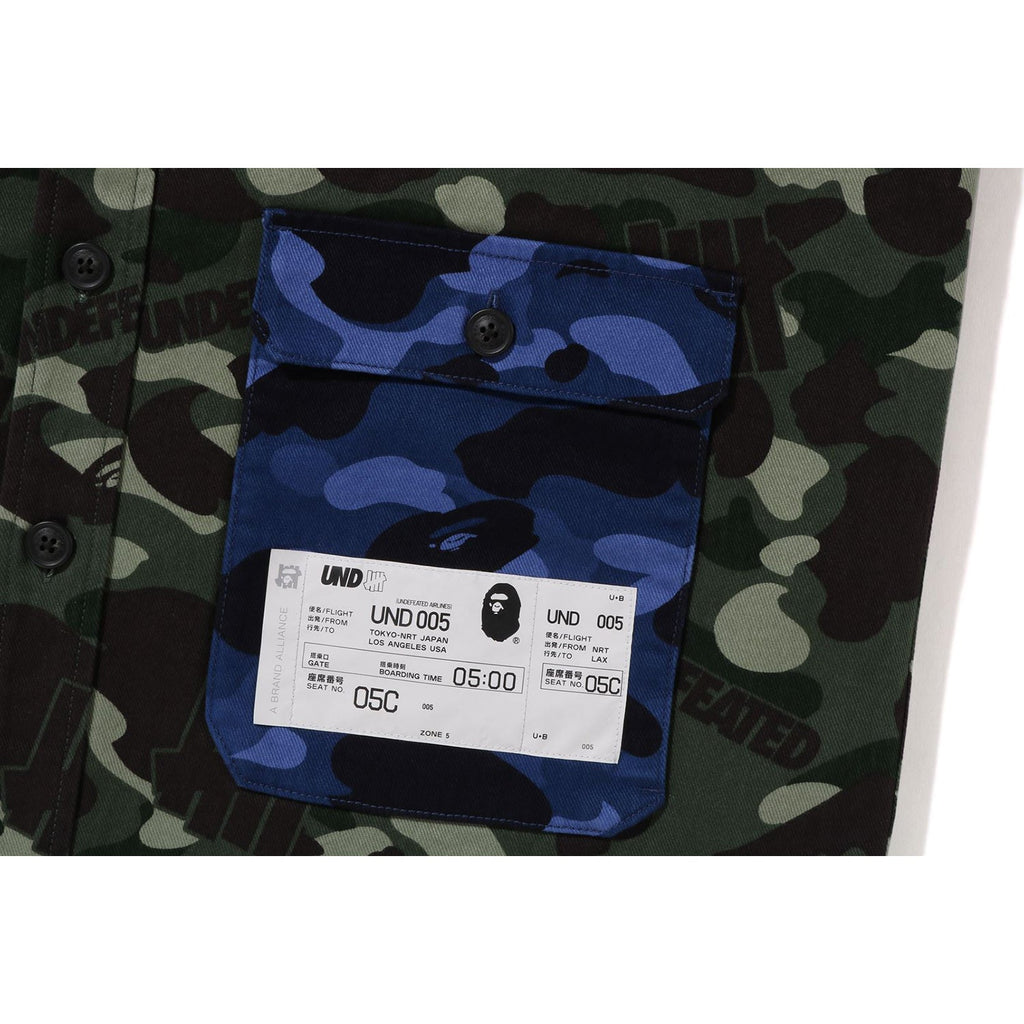 BAPE X UNDEFEATED COLOR CAMO FLANNEL JACKET MENS