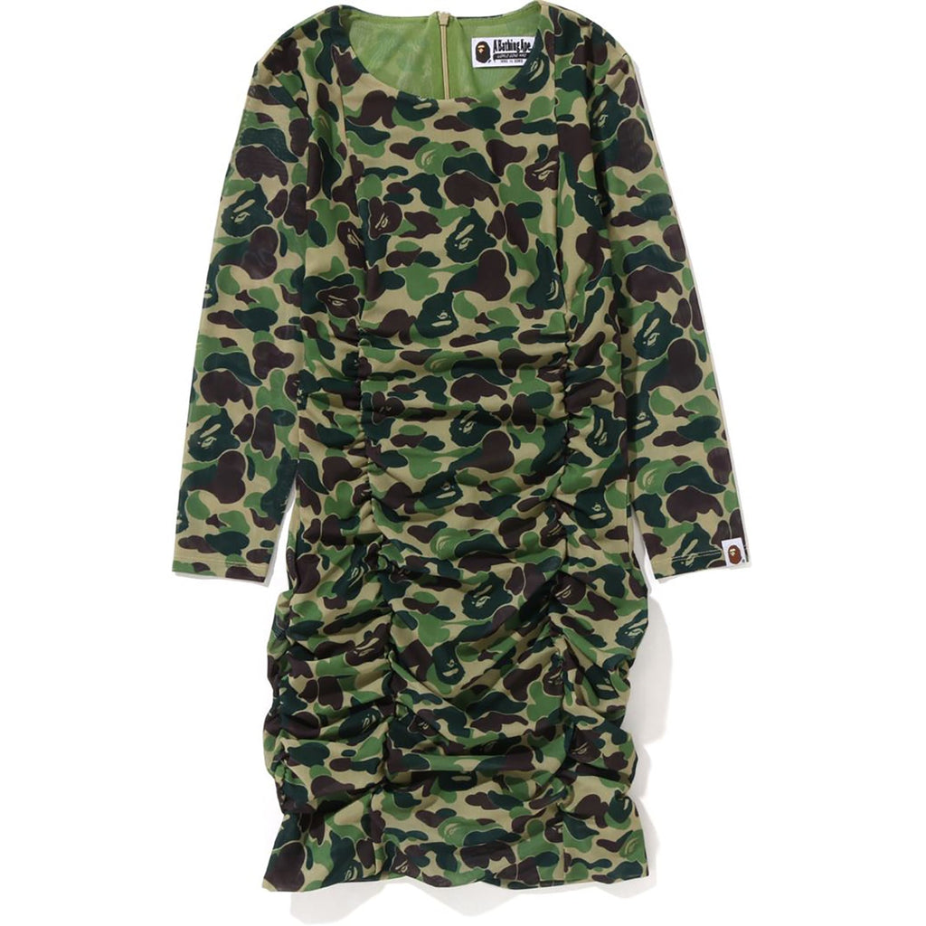 ABC CAMO MESH GATHERED ONEPIECE LADIES