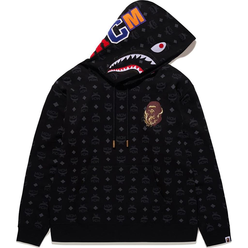 BAPE X MCM SHARK PULLOVER HOODIE MENS