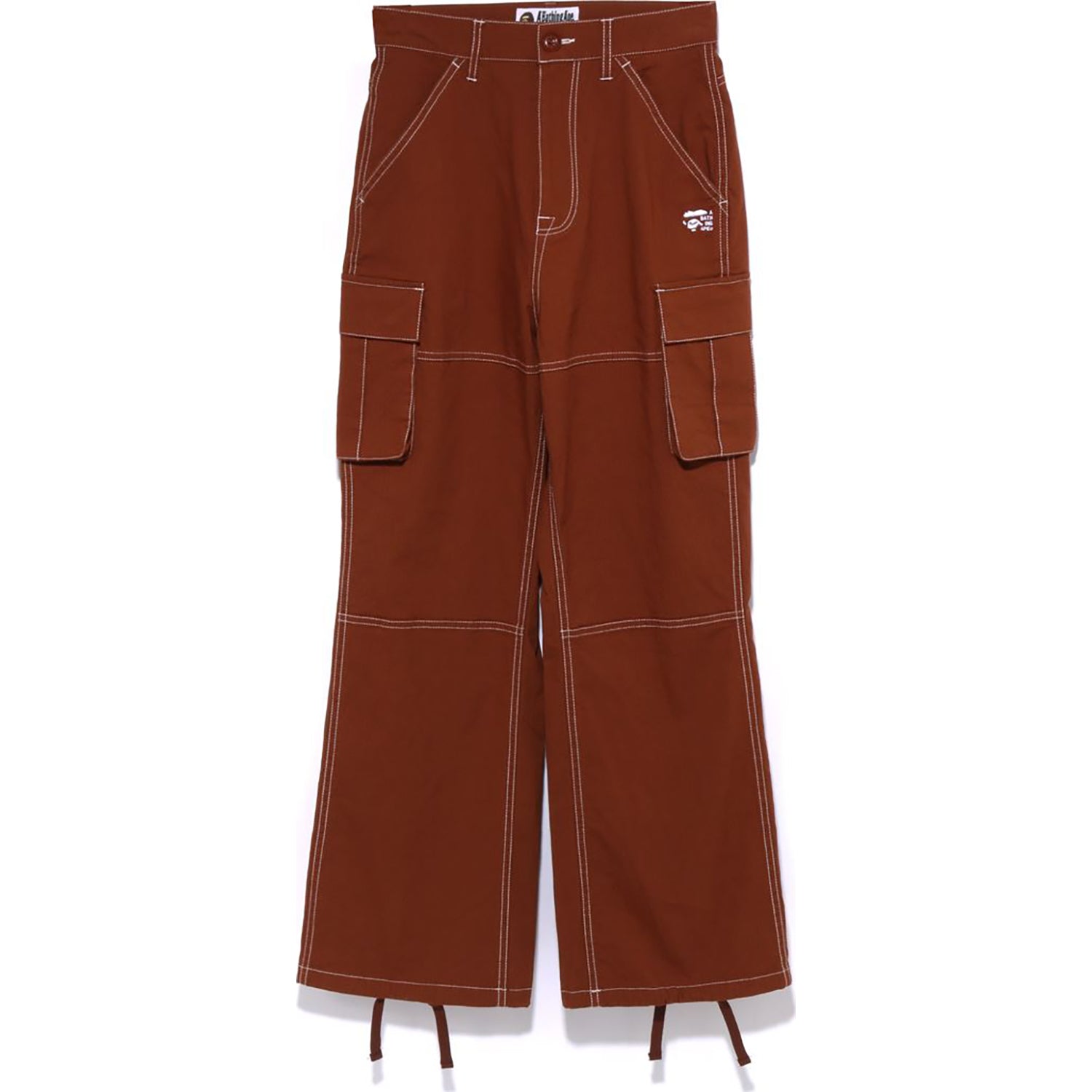 COLOR STITCHING HIGH WAIST CARGO PANTS LADIES