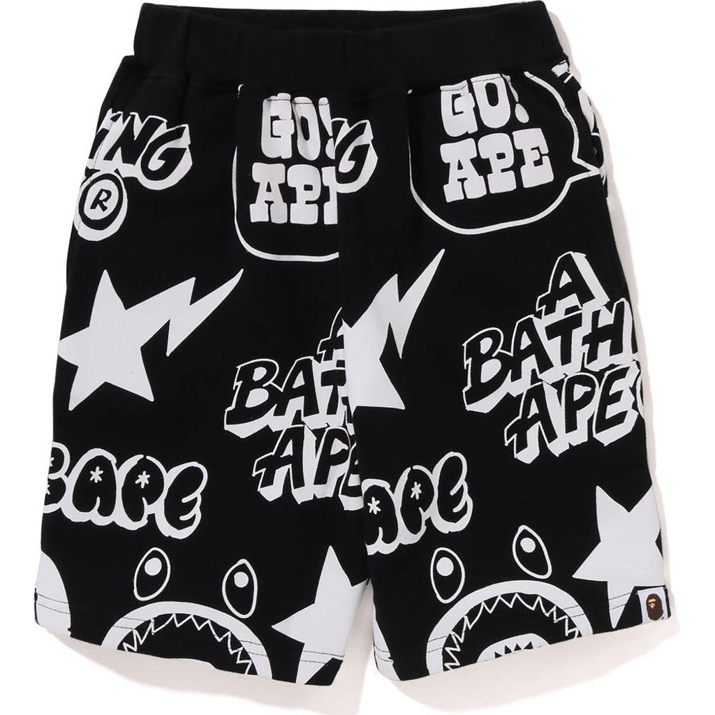 BAPE GRAFFITI PATTERN SWEAT SHORTS KIDS