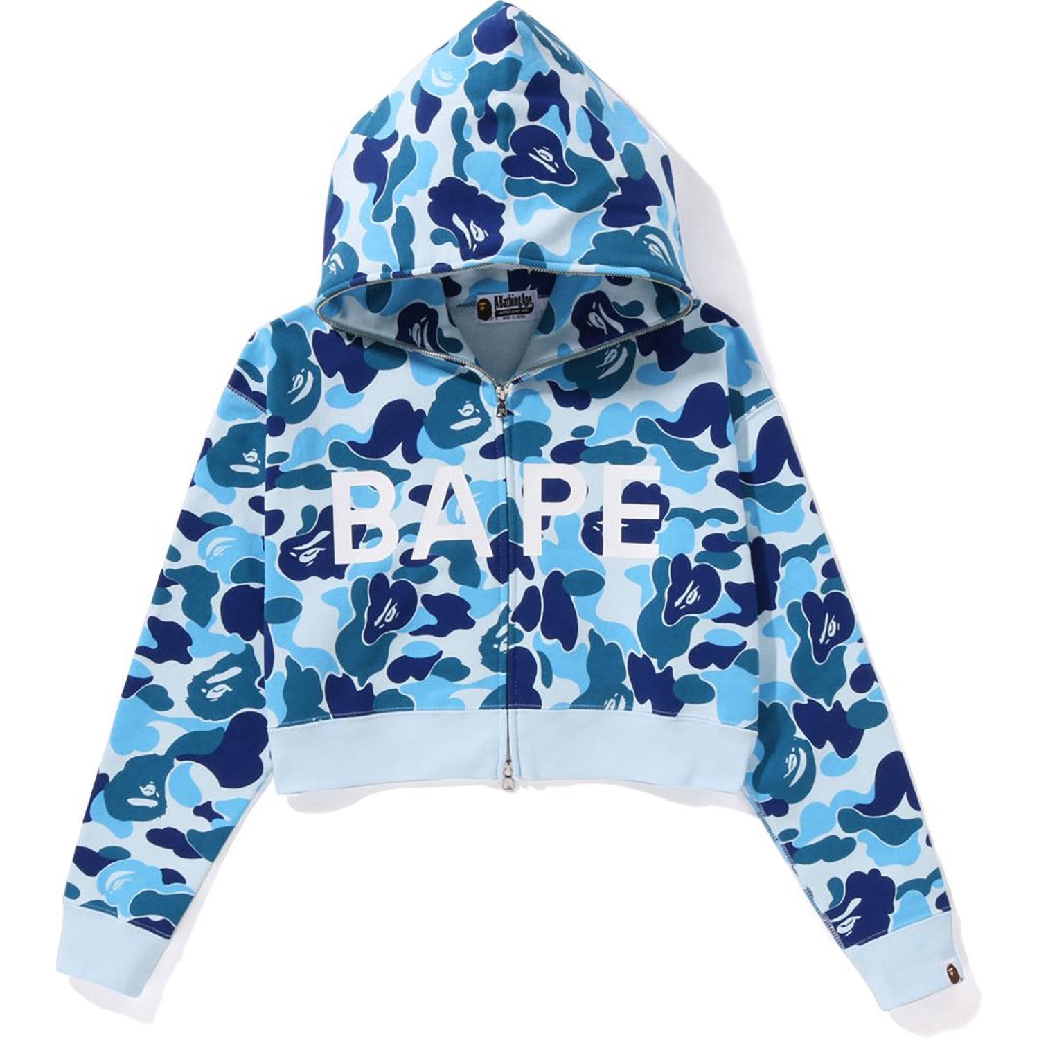 BIG ABC CAMO CROPPED FULL ZIP HOODIE LADIES