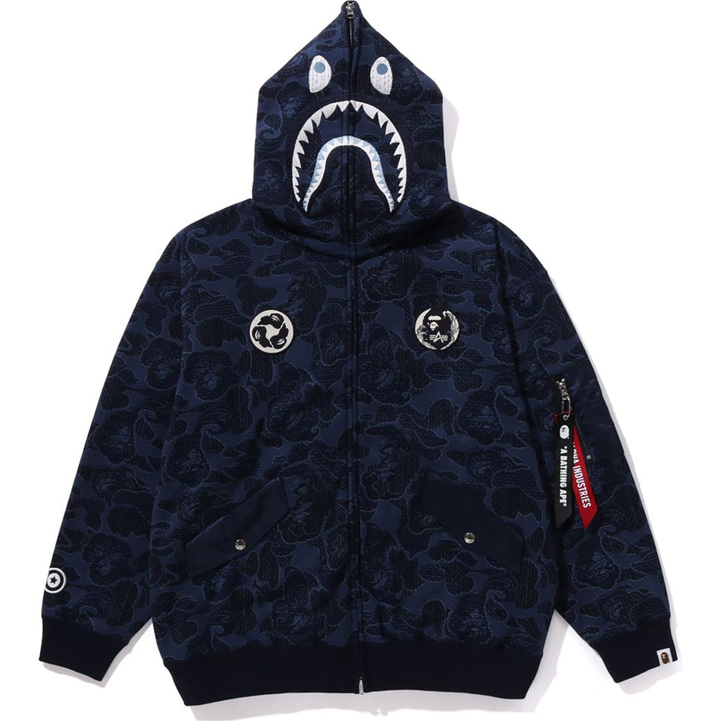BAPE X ALPHA INDUSTRIES SHARK FULL ZIP HOODIE MENS