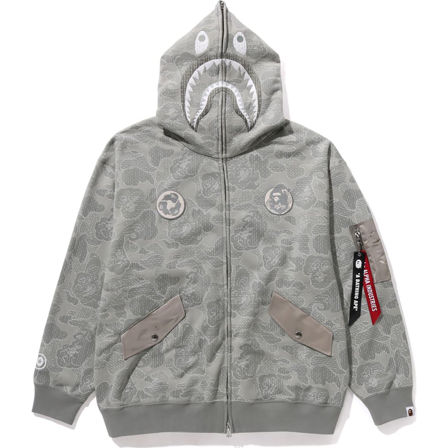 BAPE X ALPHA INDUSTRIES SHARK FULL ZIP HOODIE MENS