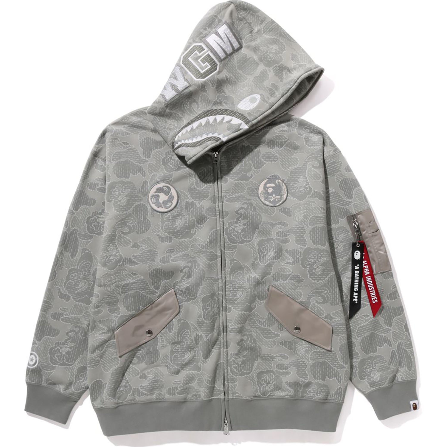 BAPE X ALPHA INDUSTRIES SHARK FULL ZIP HOODIE MENS