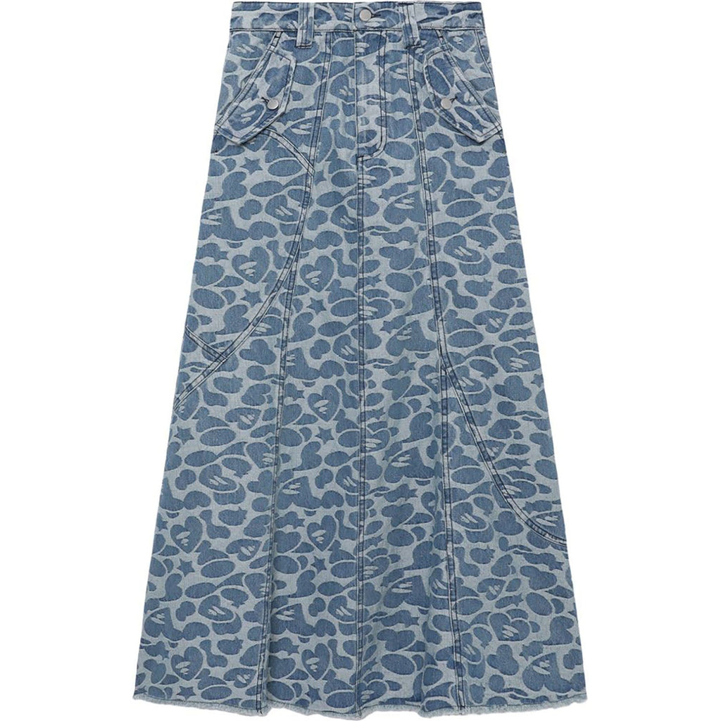 APEE PATTERN DENIM LONG SKIRT LADIES