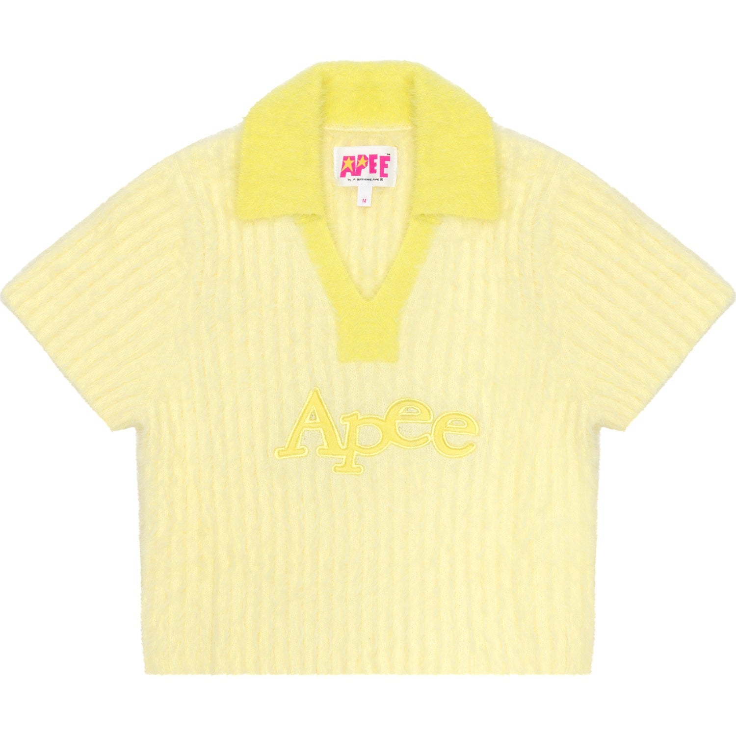 APEE RIBBED CROPPED POLO KNIT TOP LADIES