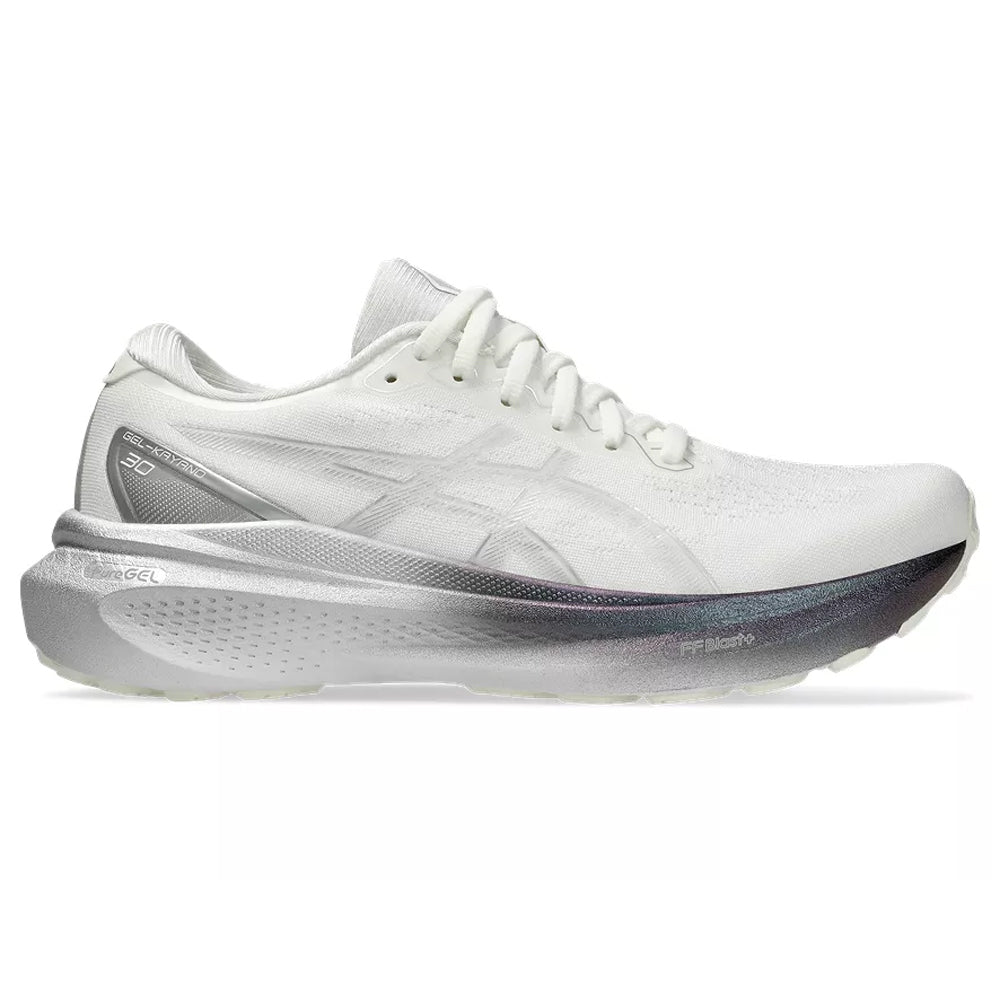 Women's Asics GEL-Kayano 30 Platinum, Real White/Pure Silver, 11.5 B Medium