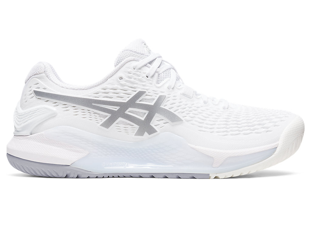 Women's Asics Gel-Resolution 9, White/Pure Silver, 6 B Medium