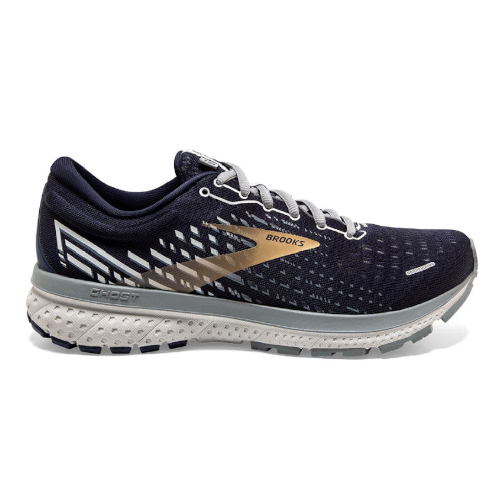 Men's Brooks Ghost 13, Peacoat/Grey/Gold, 10.5 D Medium