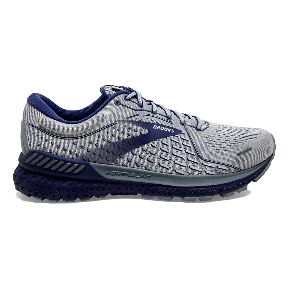 Men's Brooks Adrenaline GTS 21, Grey/Tradewinds/Deep Cobalt, 12.5 D Medium