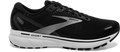 Women's Brooks Ghost 14, Black/White/Silver, 8 D Wide