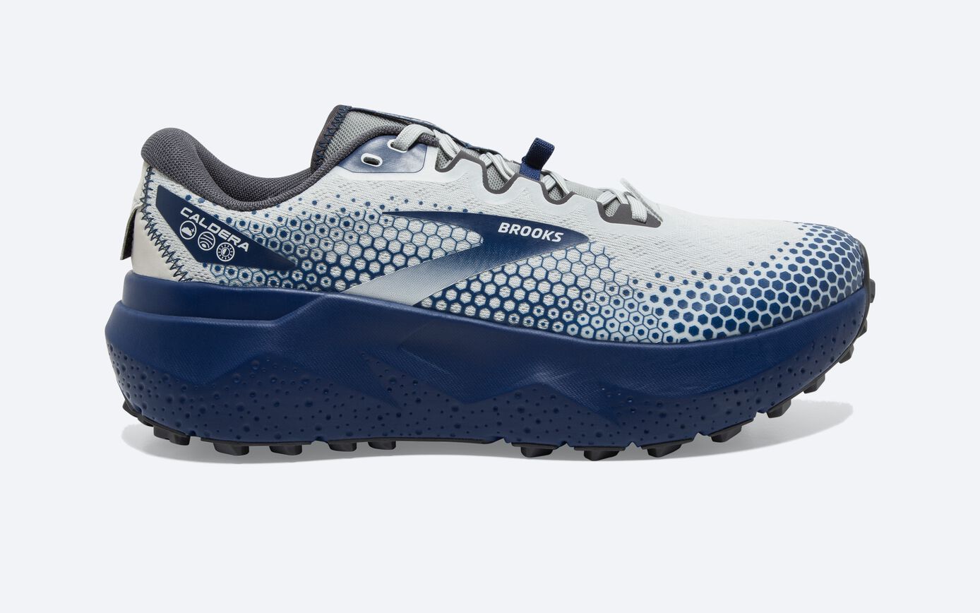 Men's Brooks Caldera 6, Oyster/Blue Depths/Pearl, 13 D Medium