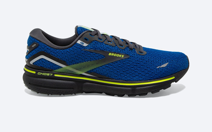 Men's Brooks Ghost 15, Blue/Ebony/Grey, 12.5 D Medium