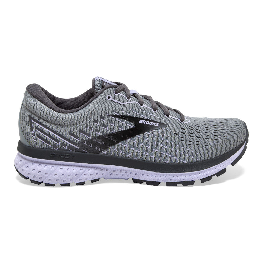 Women's Brooks Ghost 13, Grey/Blackened Pearl/Purple, 7.5 B Medium
