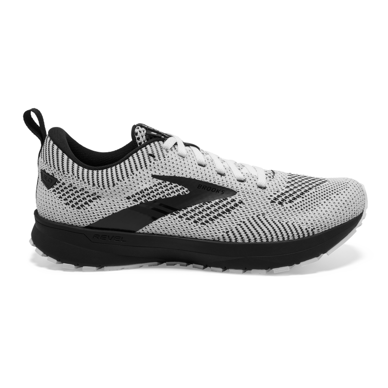 Women's Brooks Revel 5, White/Black, 10 B Medium