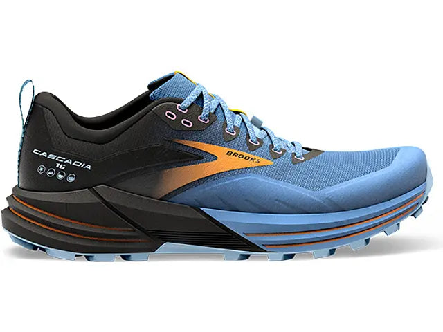 Women's Brooks Cascadia 16, Blue/Black/Yellow, 9 B Medium