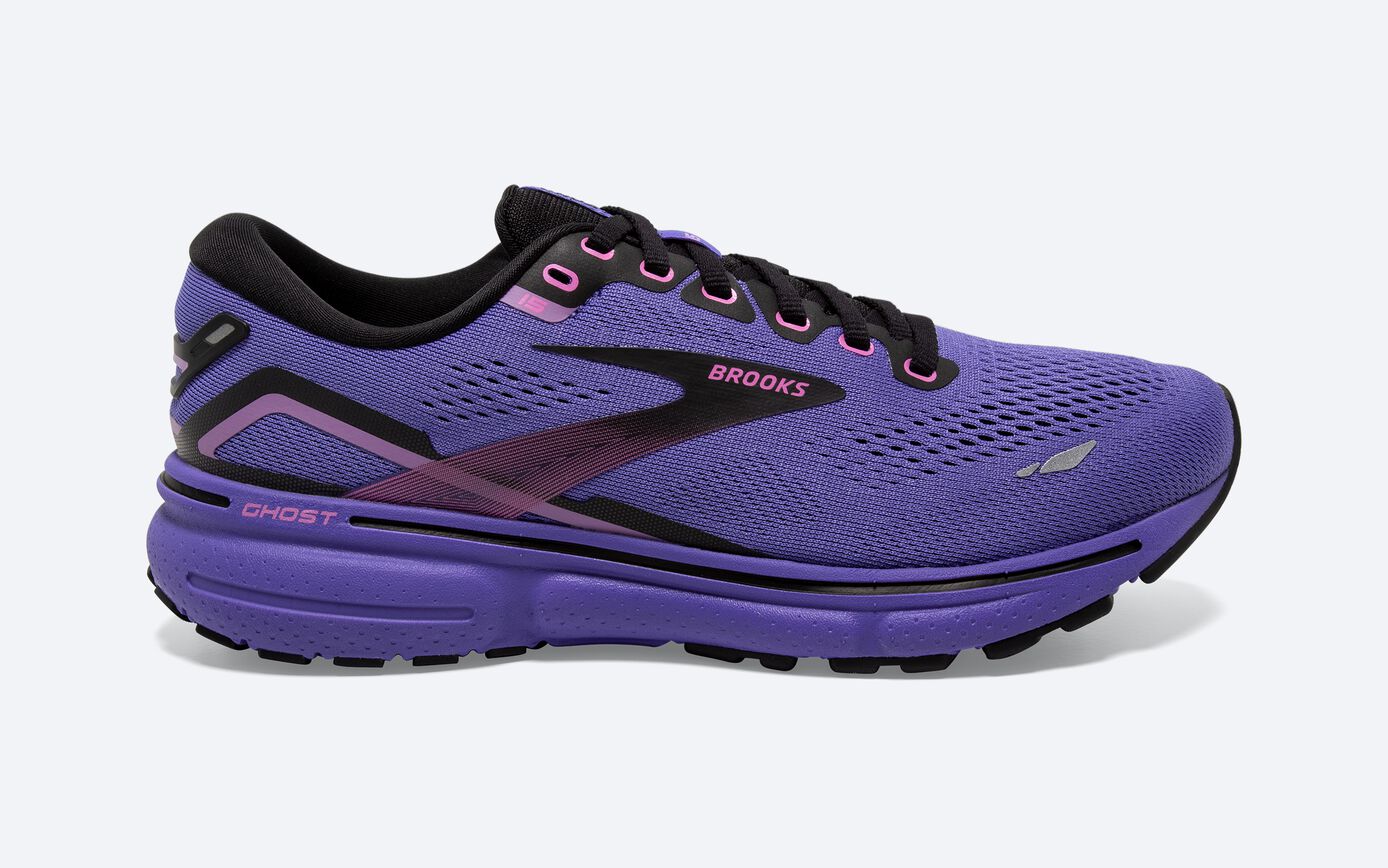 Women's Brooks Ghost 15, Purple/Pink/Black, 10 B Medium