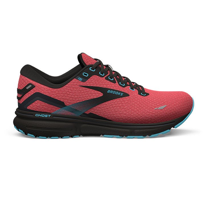 Women's Brooks Ghost 15, Coral/Black/Blue, 10.5 B Medium