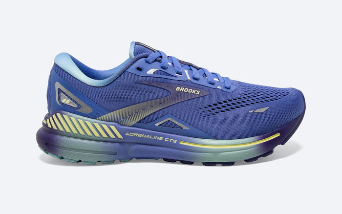 Women's Brooks Adrenaline GTS 23, Baja Blue/Wisteria/Yellow Lime, 8 B Medium