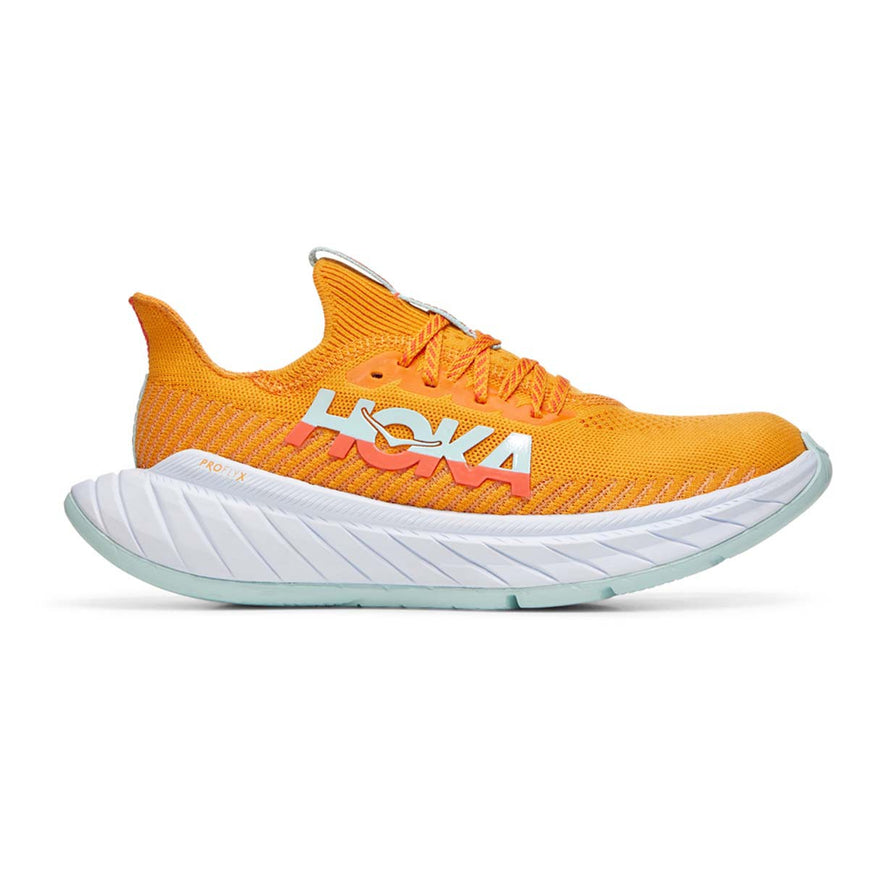 Women's Hoka One One Carbon X 3, Radiant Yellow/Camellia, 8 B Medium