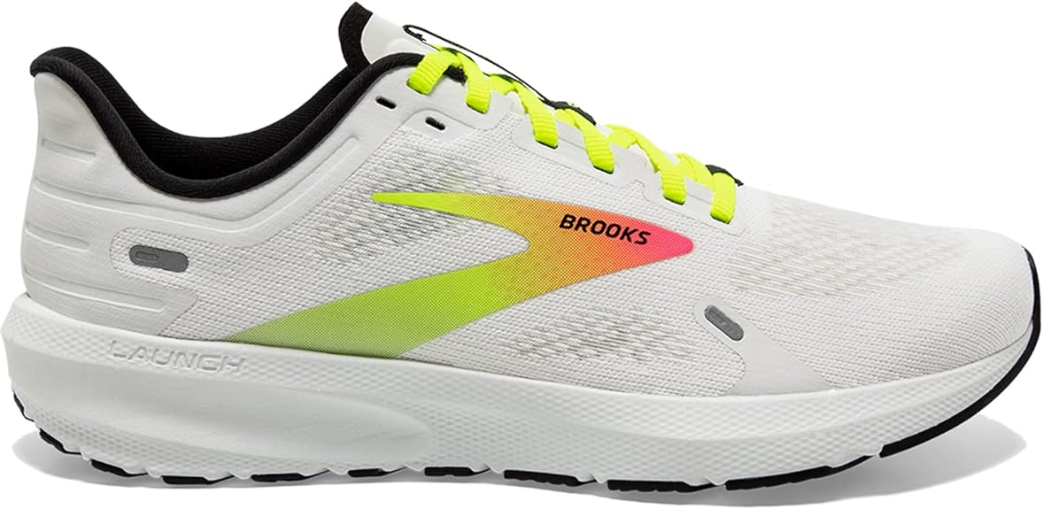 Men's Brooks Launch 9, White/Pink/Nightlife, 12.5 D Medium