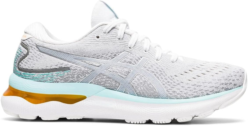 Women's Asics Gel-Nimbus 24, White/Pure Silver, 6.5 B Medium