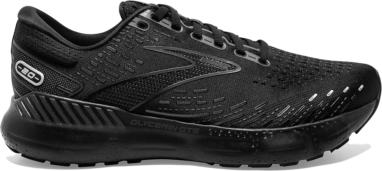 Men's Brooks Glycerin GTS 20, Black/Black/Ebony, 8.5 D Medium