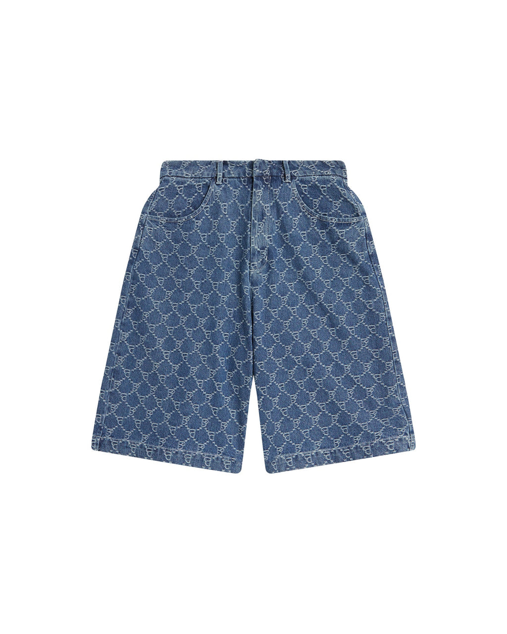 BAPY LOGO MONOGRAM JACQUARD DENIM SHORTS LADIES