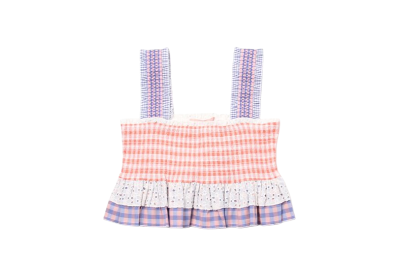 BAPY PATCHWORK CHECKED SLEEVELESS TOP LADIES