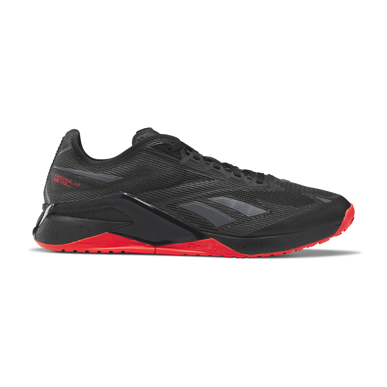 Men's Reebok Nano X2 Froning, Core Black/Pure Grey/Neon Cherry, 11.5 D Medium