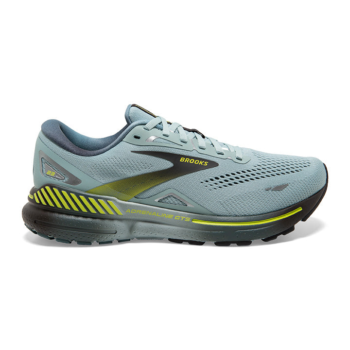 Men's Brooks Adrenaline GTS 23, Cloud Blue/Goblin Blue/Lime, 9 D Medium