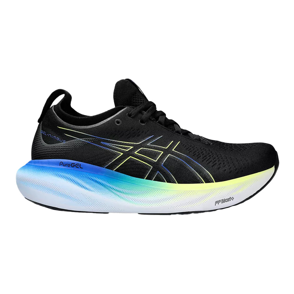 Men's Asics Gel-Nimbus 25, Black/Glow Yellow, 14 D Medium