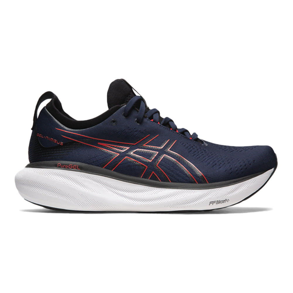 Men's Asics Gel-Nimbus 25, Midnight/Electric Red, 10.5 D Medium