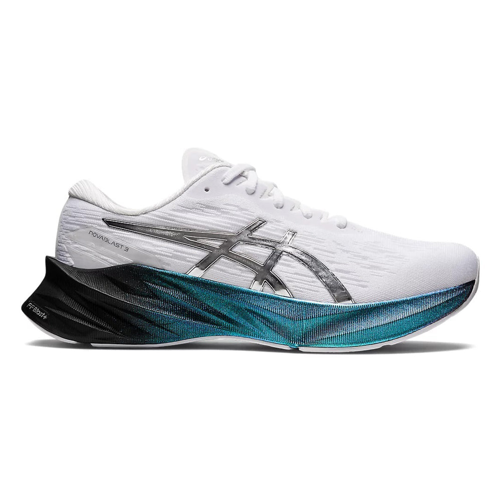 Men's Asics Novablast 3 Platinum, White/Pure Silver, 10.5 D Medium