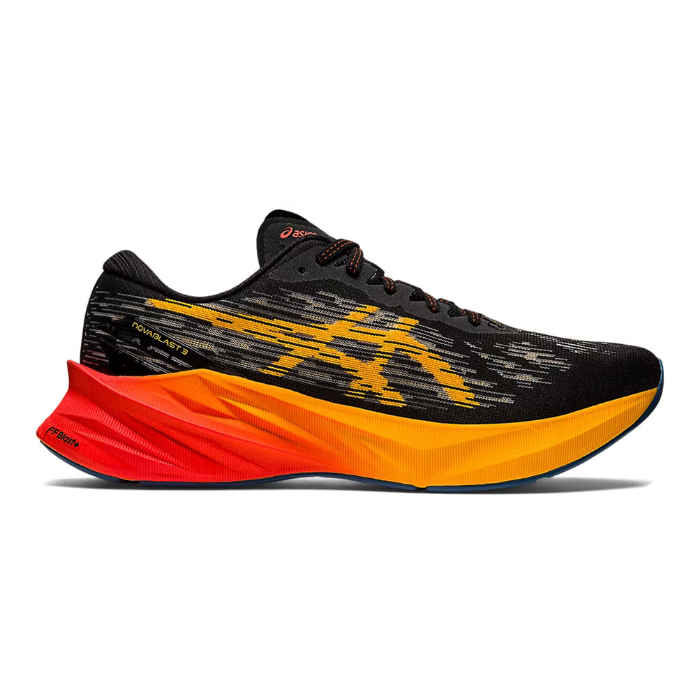 Men's Asics Novablast 3, Black/Amber, 8.5 D Medium