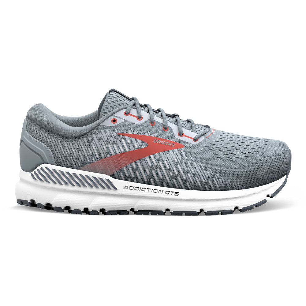 Men's Brooks Addiction GTS 15, Grey/Ebony/Chili Oil, 14 2E Wide