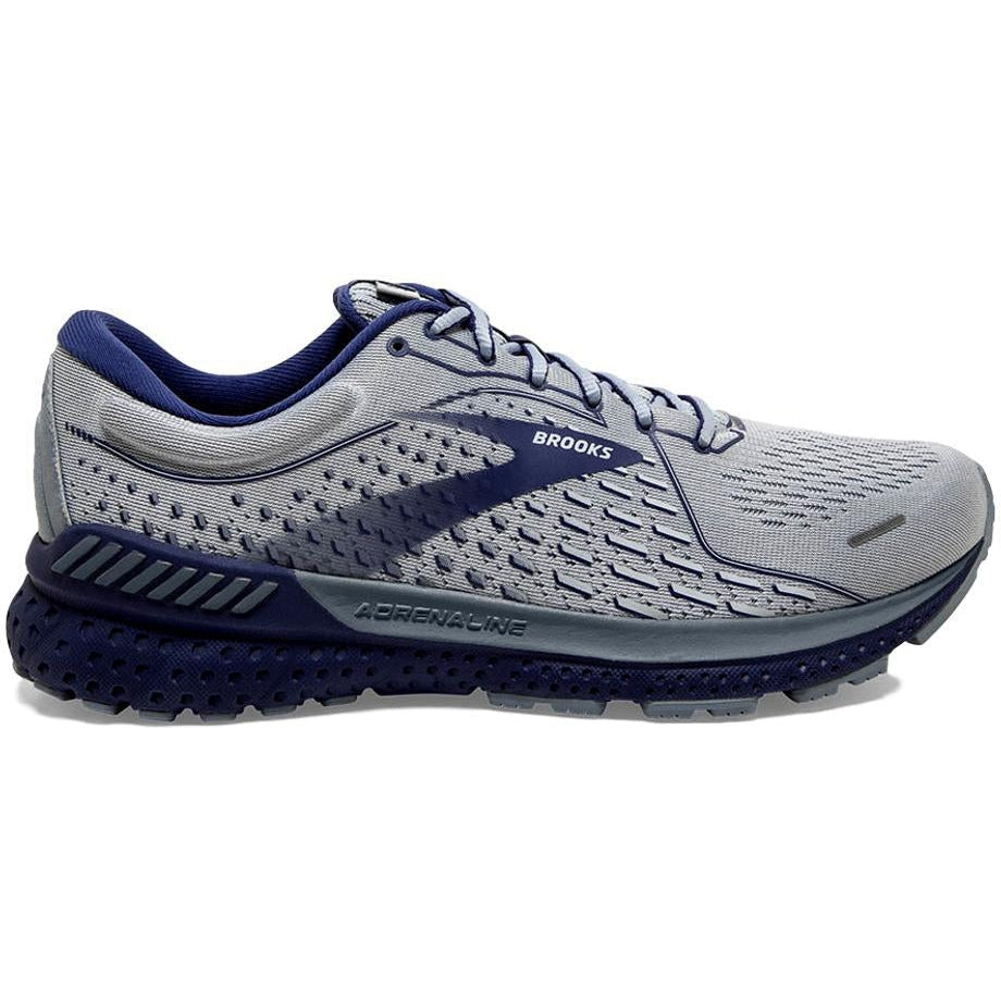 Men's Brooks Adrenaline GTS 21, Grey/Tradewinds/Deep Cobalt, 11 2E Wide