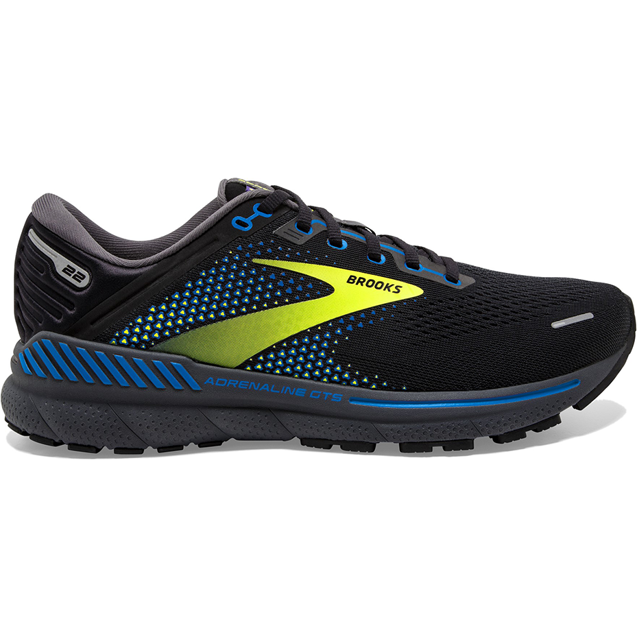 Men's Brooks Adrenaline GTS 22, Black/Blue/Nightlife, 9.5 D Medium