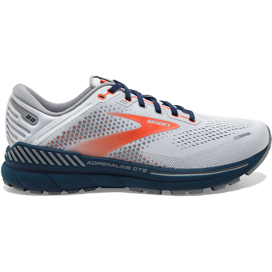 Men's Brooks Adrenaline GTS 22, Arctic/Red/Titan, 14 D Medium