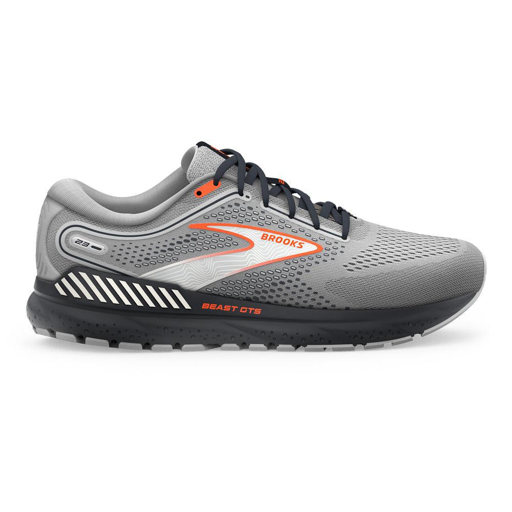 Men's Brooks Beast GTS 23, Grey/Scarlet/Ebony, 9 4E Extra Wide