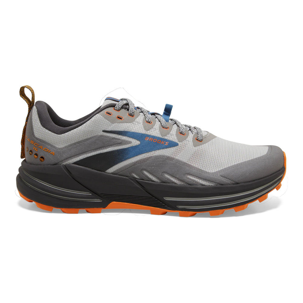 Men's Brooks Cascadia 16, Oyster Mushroom/Alloy/Orange, 10 2E Wide