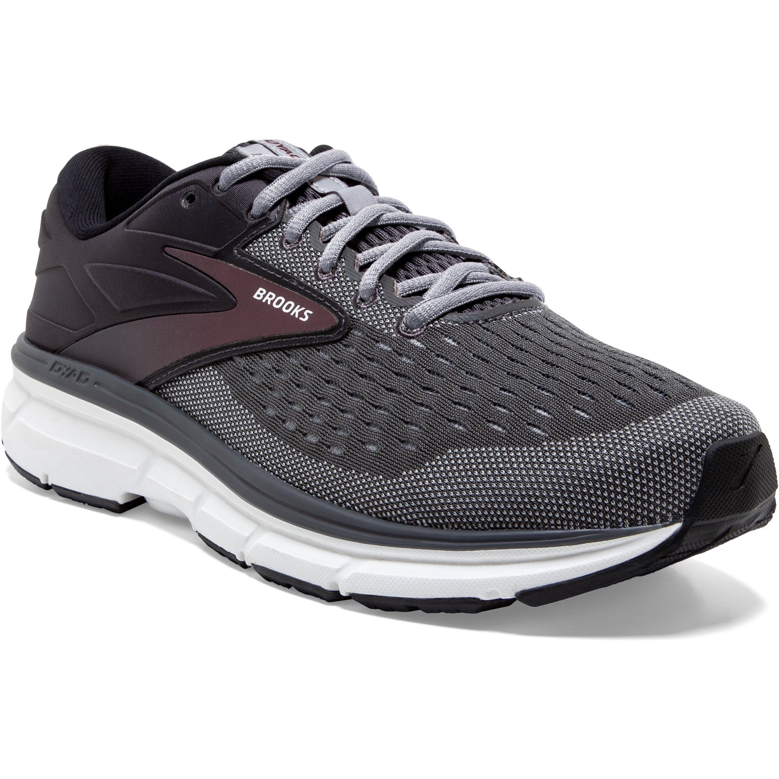 Men's Brooks Dyad 11, Blackened Pearl/Alloy/Red, 11.5 2E Wide
