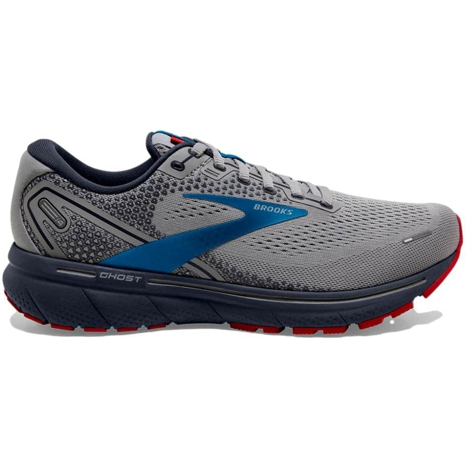 Men's Brooks Ghost 14, Grey/Blue/Red, 11.5 D Medium
