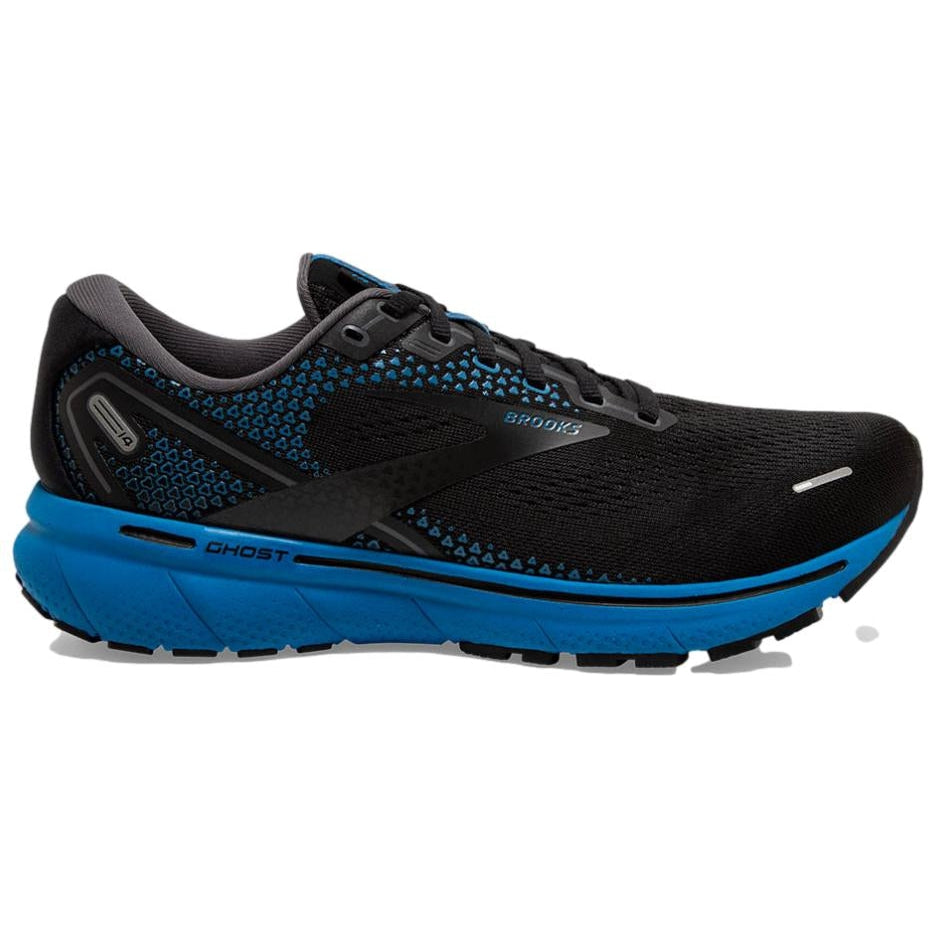 Men's Brooks Ghost 14, Black/Blackened Pearl/Blue, 12 D Medium