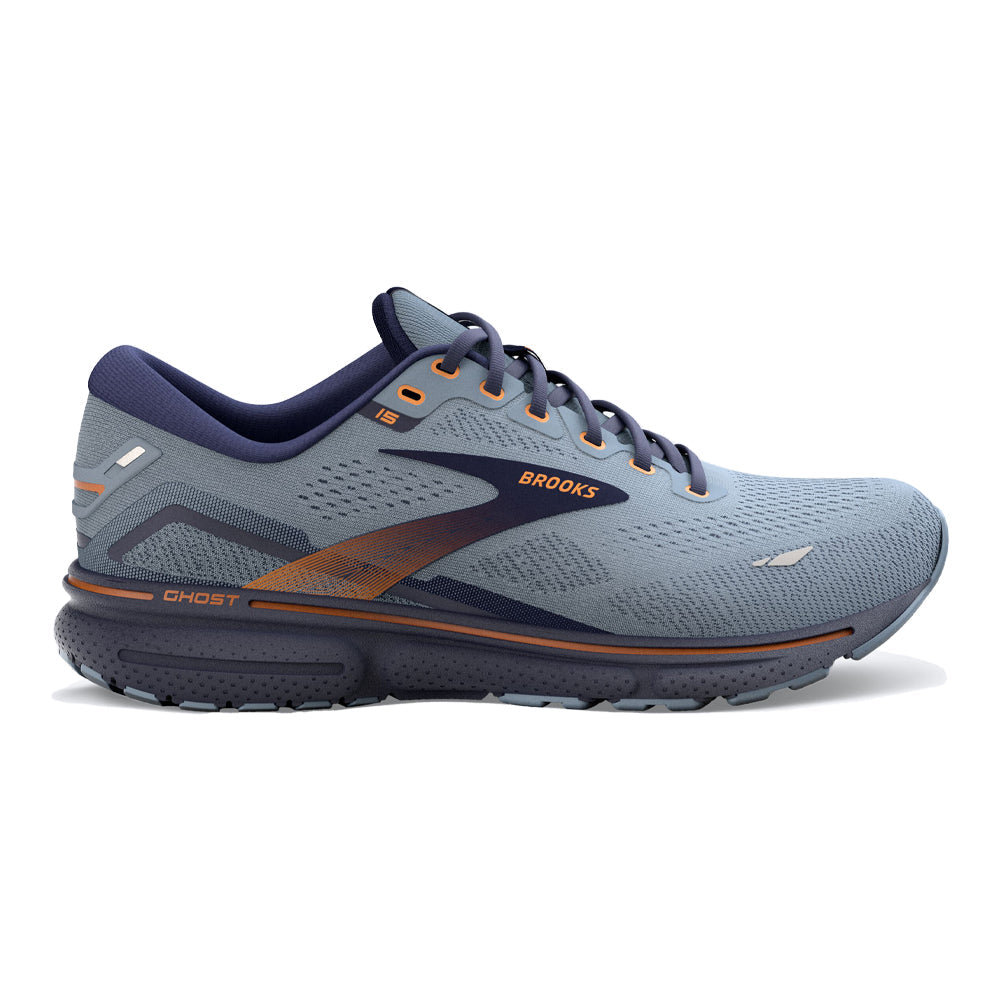 Men's Brooks Ghost 15, Flintstone/Peacoat/Oak, 15 2E Wide