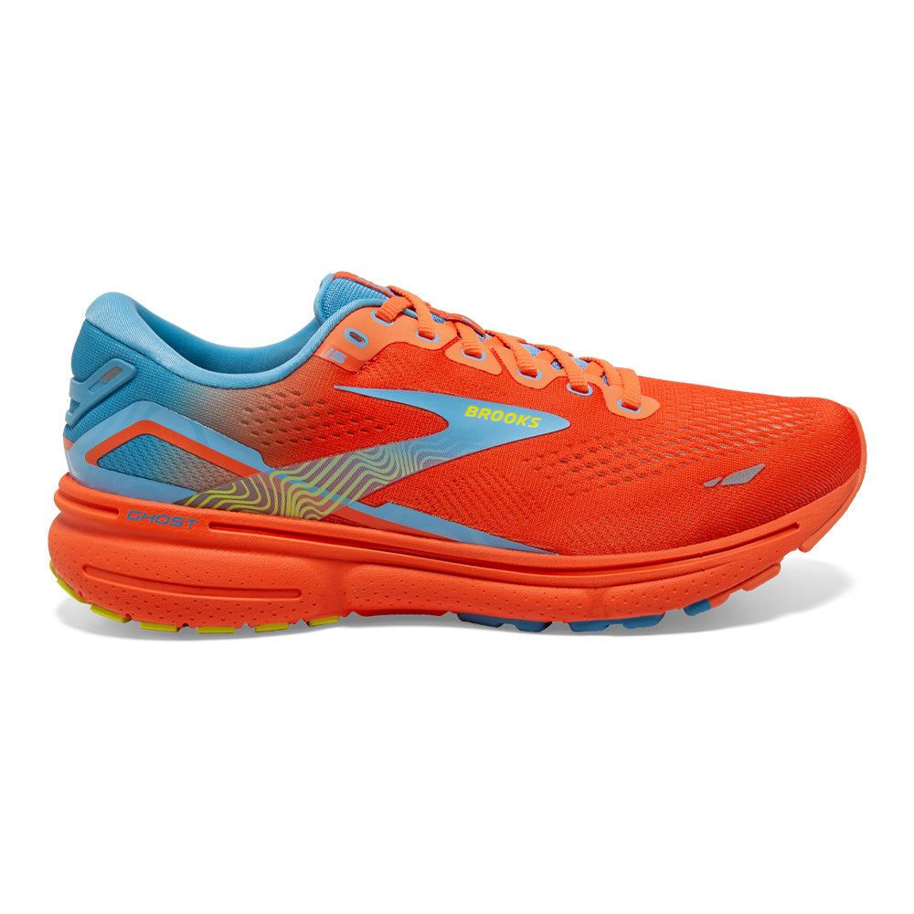 Men's Brooks Ghost 15, Orange/Blue/Yellow, 11 D Medium