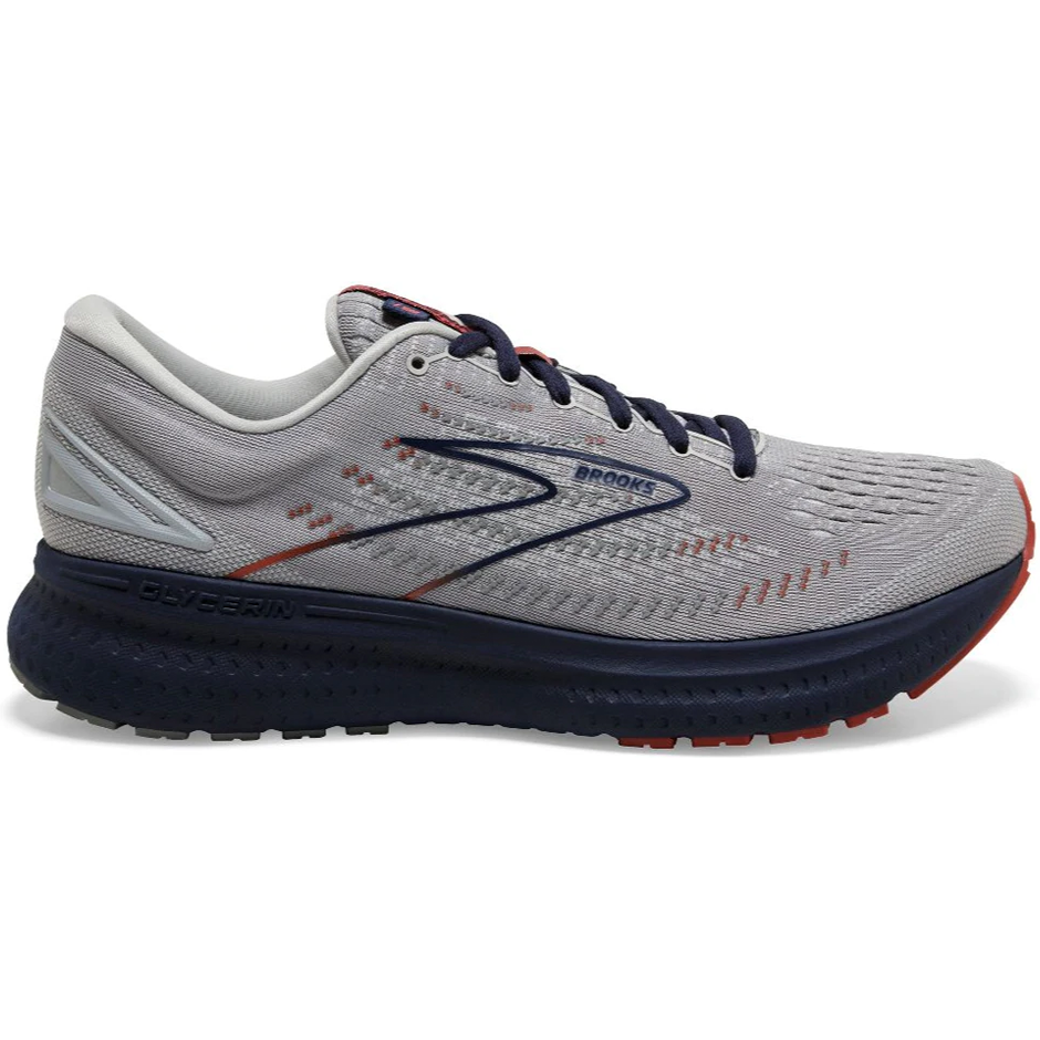 Men's Brooks Glycerin 19, Grey/Alloy/Peacoat, 10.5 D Medium