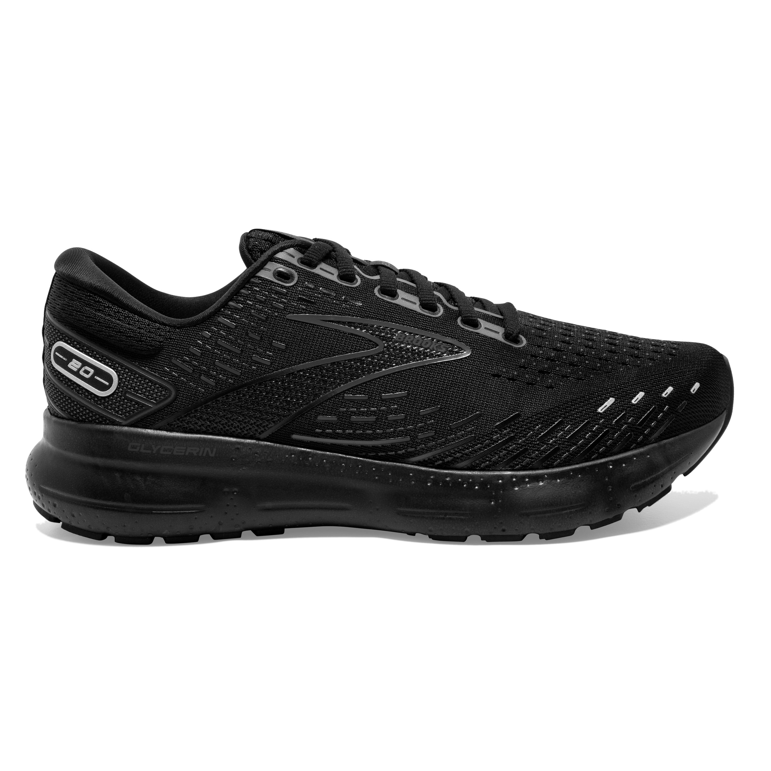 Men's Brooks Glycerin 20, Black/Black/Ebony, 12.5 D Medium